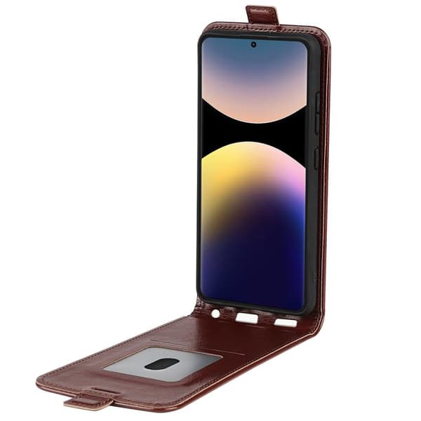 Redmi Note 14 Pro 4G R64 - Texturerad Enkelsidig Vertikal Flip Läderfodral Brun