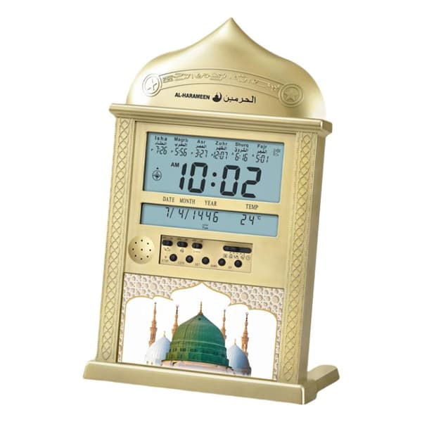 Skrivbordsunderlägg Perpetual Calendar Alarmklocka LCD-display Påminnelse Böne klocka (Guld)
