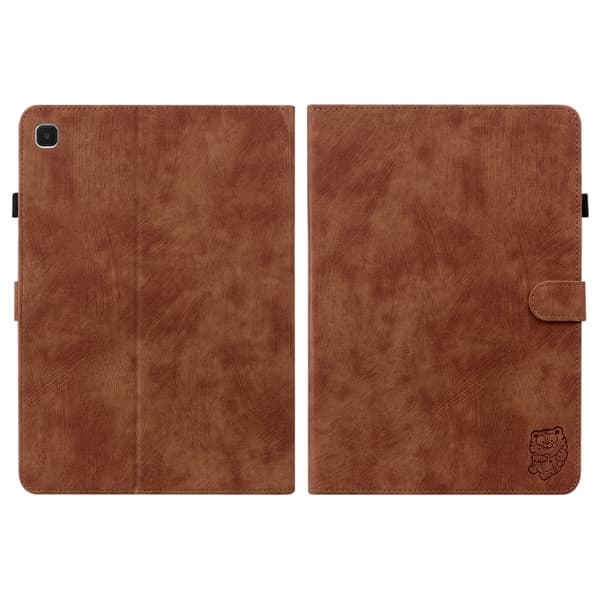 Samsung Galaxy Tab A7 Lite Tigermönster Flip Läderfodral Brun