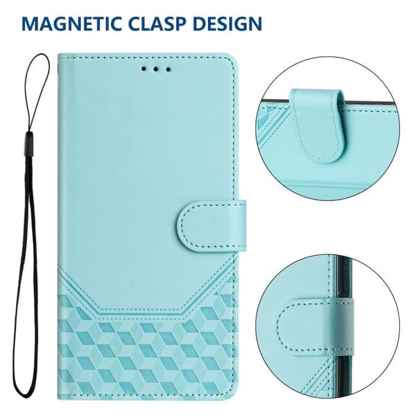 iPhone 18 Pro / iPhone 17 Pro Skal läderfodral med honungskombination och RFID-präglad design Mintgrön