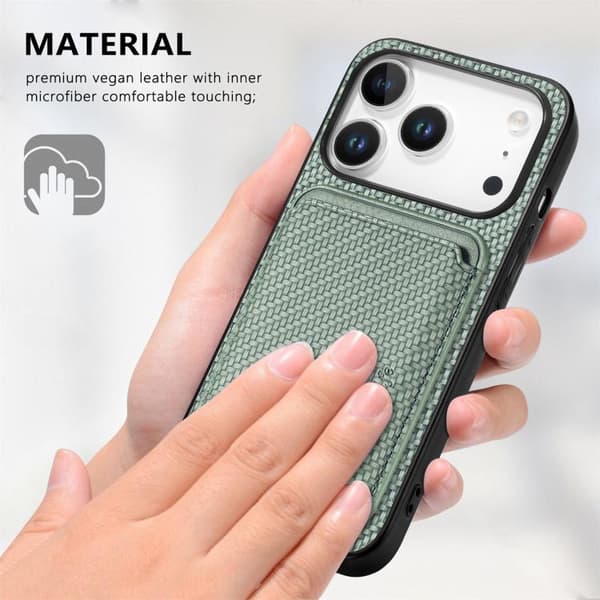 iPhone 18 Pro / iPhone 17 Pro Skal - kolfiberläder med MagSafe Grön