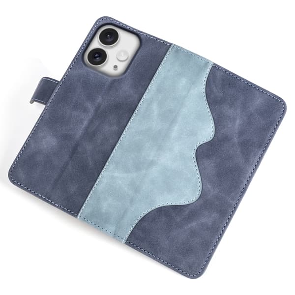 iPhone 16 Pro Skal Läder med Horisontell Flip Design Blå