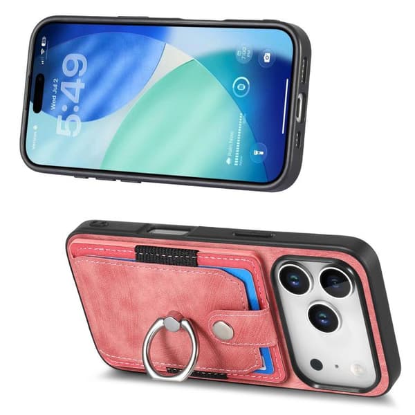 iPhone 18 Pro / iPhone 17 Pro Retro Skinnkänsla Ringkortskal Rosa