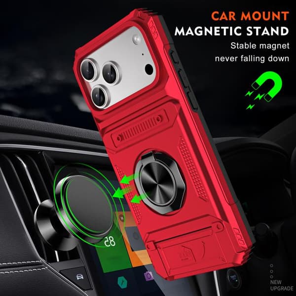 iPhone 18 Pro Max / iPhone 17 Pro Max Skal TPU+PC Stötsäker med Metallringhållare Röd