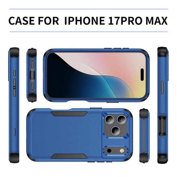 iPhone 18 Pro Max / iPhone 17 Pro Max Skal - Stötabsorberande TPU + PC Kungsblå + Svart