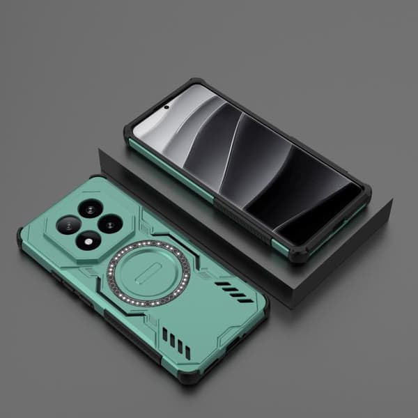 Redmi Note 14 Pro+ 5G - Butterfly Armor MagSafe Magnetisk Ring Stötsäker Mobilskal Ljusgrön