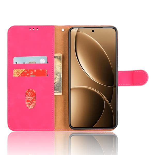 Redmi K80 Pro - Magnetisk Flip Läderfodral med Skinnkänsla Rosröd