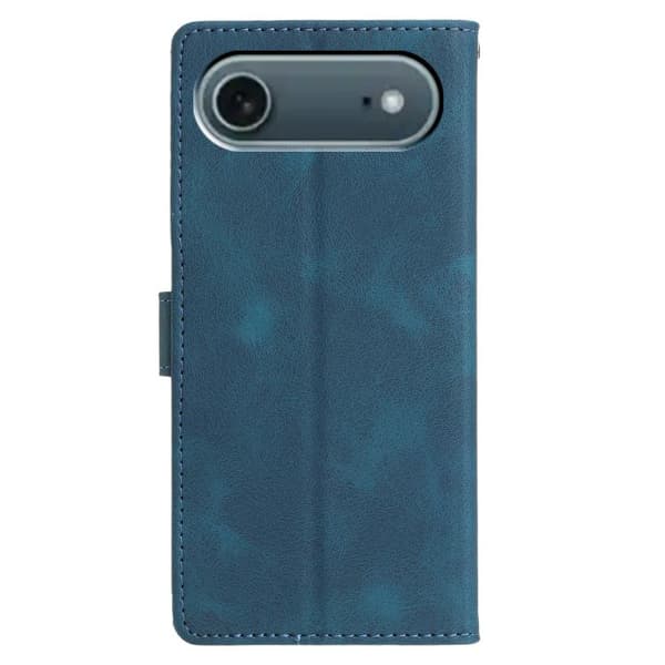 iPhone 17 Air Skal läderfodral med präglade trianglar Blå