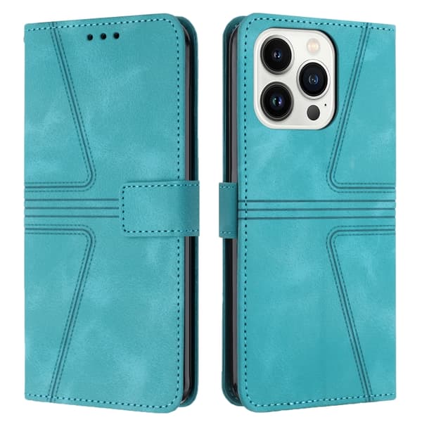 iPhone 16 Pro Triangle Solid Color Fodral - Högkvalitativt Skal Läder Grön
