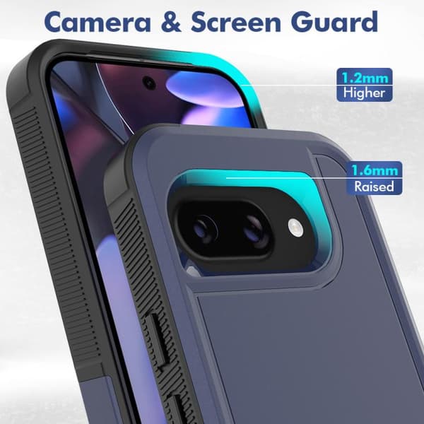 för Pixel 9a Skal + 2-i-1 PC - Hållbar TPU Telefonfodral Mörkblå