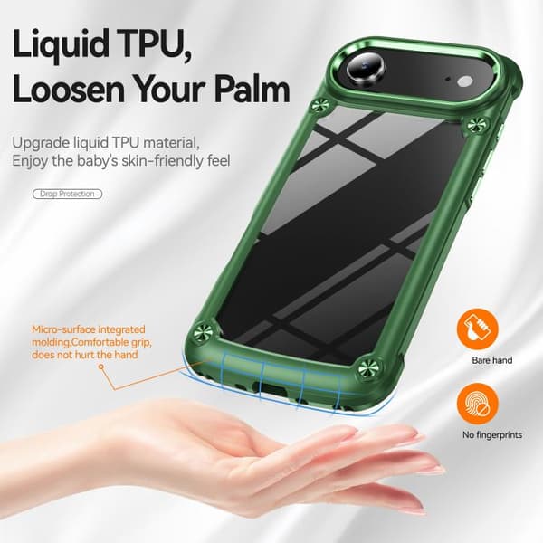 iPhone 17 Air Skal med TPU + PC Linsskydd Grön