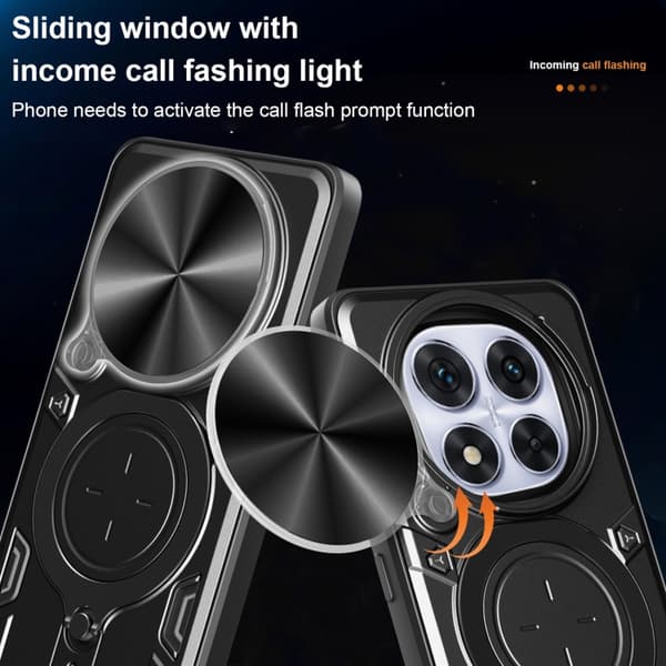 Redmi Note 14 Pro 5G - CD-textur Slidande Camshield Magnetisk Hållare fodral Svart