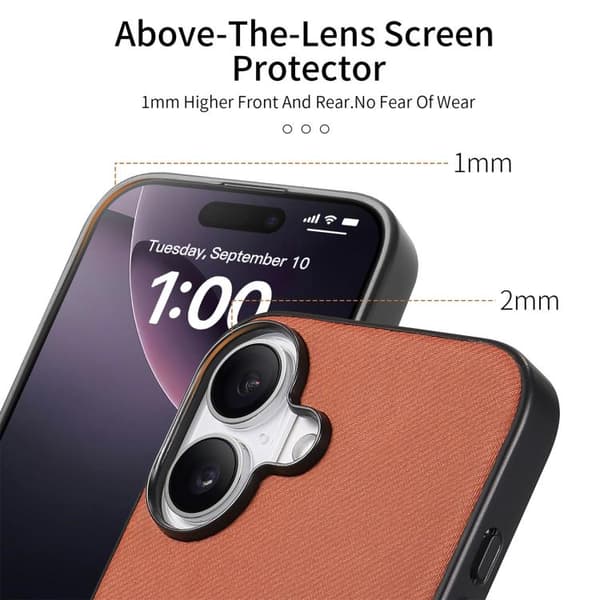 iPhone 17 Skal - Twilltyg och Läder Brun