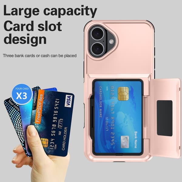 iPhone 16 Pro Max Skal med Kortfack - Elegant och Praktisk Design Grå