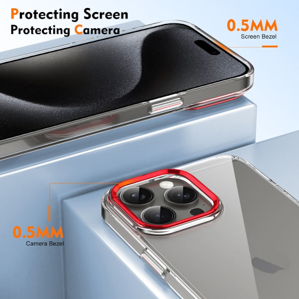 iPhone 16 Pro Max Skal HD Transparent PC med Full Coverage Röd
