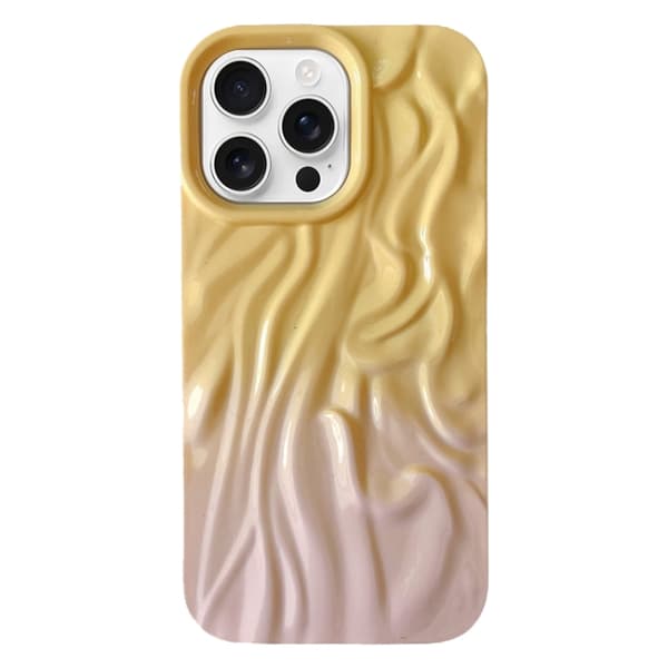 iPhone 16 Pro Max Wrinkle Gradient Oily Feel TPU Skal Gul Rosa