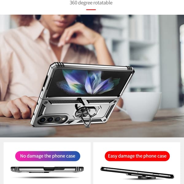 Samsung Galaxy Z Fold4 Skal, Stöttålig TPU + PC Silver