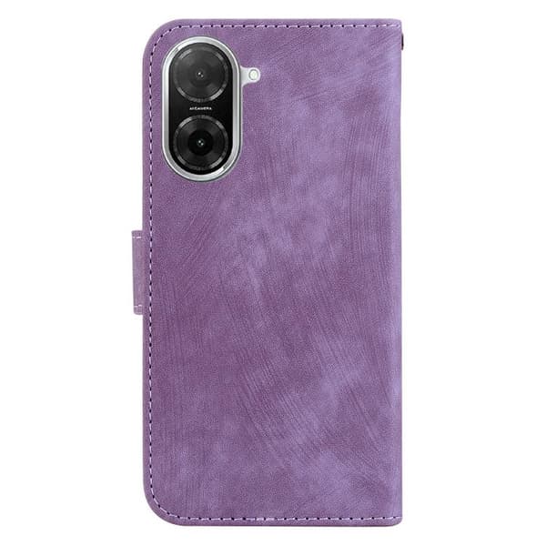 Redmi A5 4G - Litet Tiger Prägling Läderfodral Purpur