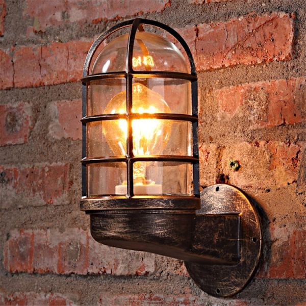 Retro Industriell Bur Vägglampa Vind Inredning Belysning Järn Koppar Vägglampa utan Glödlampa (Brons)
