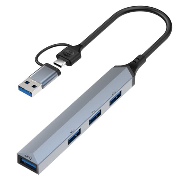 V252B 4-i-1 USB + USB-C/Typ-C Multifunktionell Dockningsstation Hub Adapter