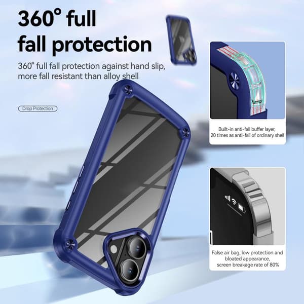 iPhone 17 Skal med TPU + PC Linsskydd Blå