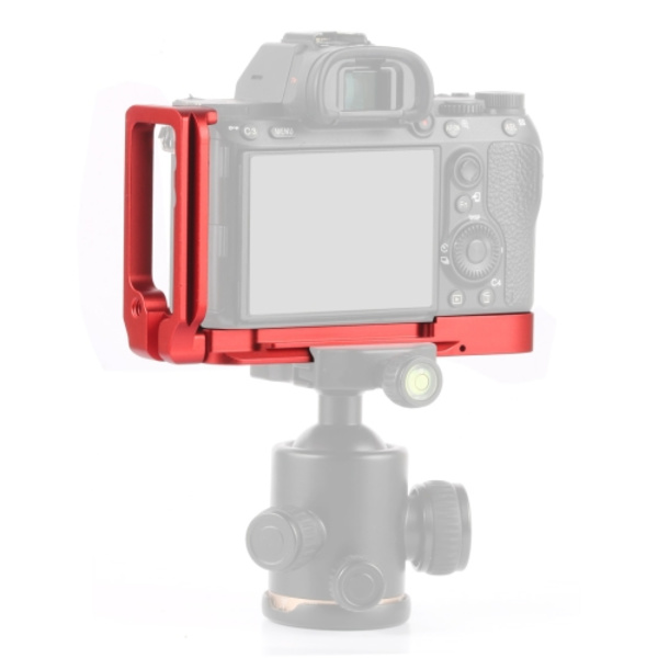 1/4 tums vertikal fotografering snabbkoppling L-platta fäste bas hållare för Sony A9 (ILCE-9) / A7 III/ A7R III Röd
