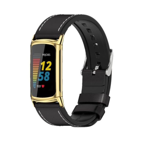 För Fitbit Charge5 Mijobs TPU + watch Black-Gold