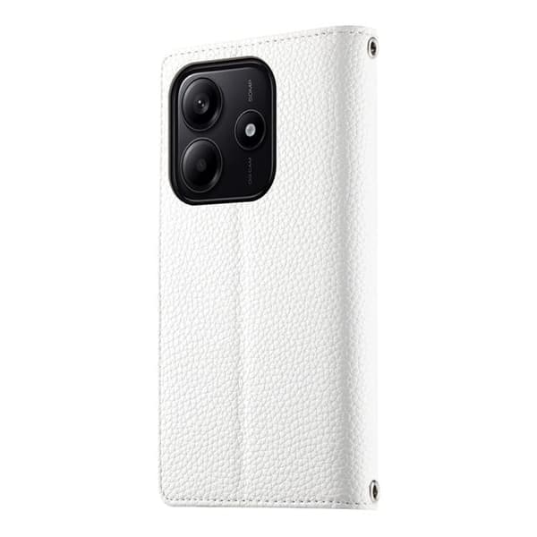 Redmi Note 14 5G - Global Multi-kort Zipper Plånboksfodral i Läder med Kort Rem Vit