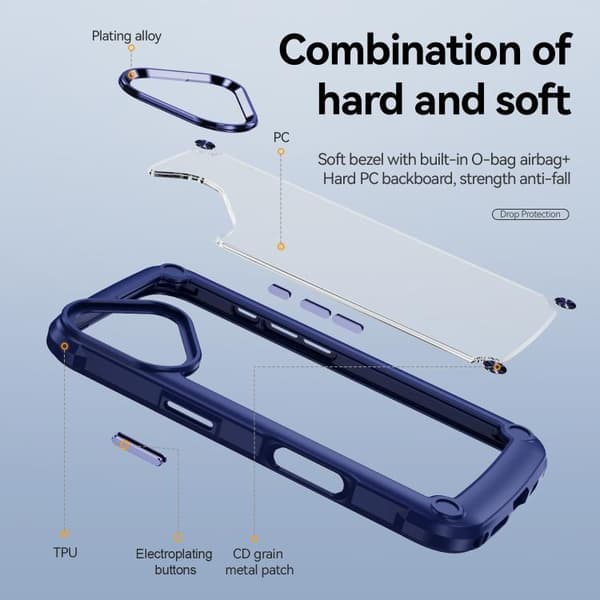 iPhone 17 Skal med TPU + PC Linsskydd Blå