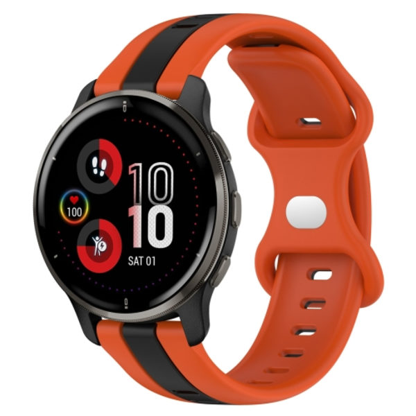För Garmin Venu 2 Plus 20mm Butterfly Spänne Tvåfärgad watch Orange-Black