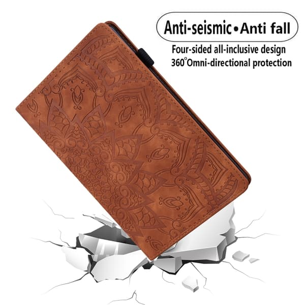 Samsung Galaxy Tab S9 FE Prägad Läderfodral Brun