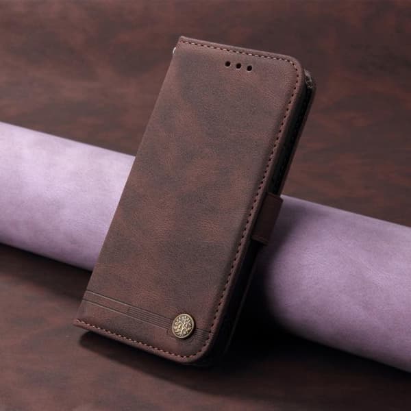 iPhone 18 Pro Max / iPhone 17 Pro Max Skal läderfodral - Livets Träd Design Brun