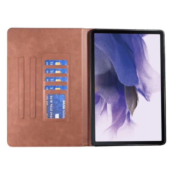 Samsung Galaxy Tab S7 FE/S7+/S8+ Prismatisk läderfodral Brun