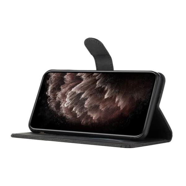iPhone 18 Pro / iPhone 17 Pro Skal läderfodral med kubisk känsla Svart