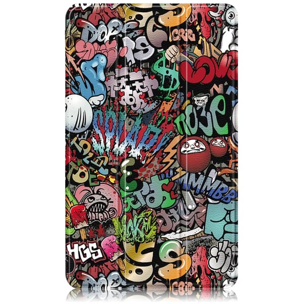 Samsung Galaxy Tab A9 / A11 3-faldig Läderfodral med Målning Graffiti