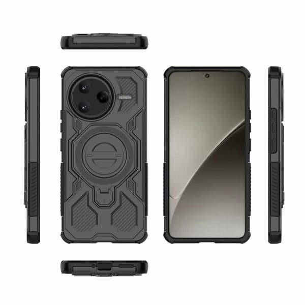 Redmi K80 Pro 5G J-20 Solid Färg MagSafe Magnetisk TPU+PC Mobilskal Svart