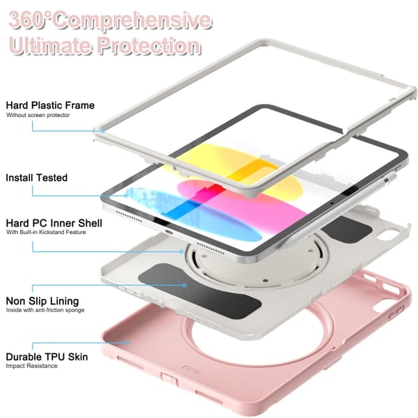 iPad 11 11:e generation / 10.9 10:e generation 2022/2025 Shockproof TPU + PC Skyddande Skal Körsbärsblommor Rosa