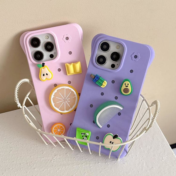 iPhone 16 Pro Solid Color Hål DIY Frukt PC Stötsäker Skal Purpur