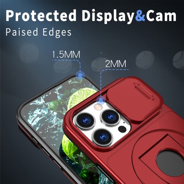 iPhone 16 Pro Max Camshield MagSafe Ring Holder Armor Skal Röd