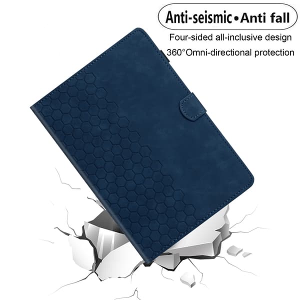 Samsung Galaxy Tab S6 Lite P610 Prägad Läderfodral Blå