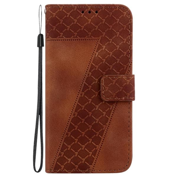 Redmi K80 / K80 Pro - Sju-formad Prägling Läder fodral Brun