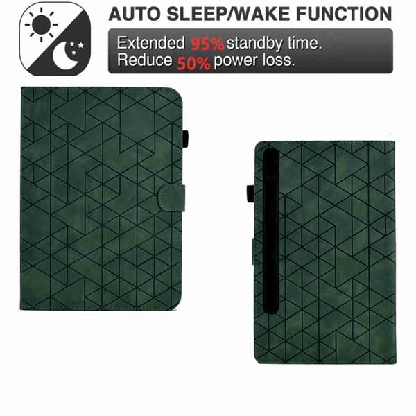 Samsung Galaxy Tab S7/S8 Rhombus TPU Läderfodral Grön