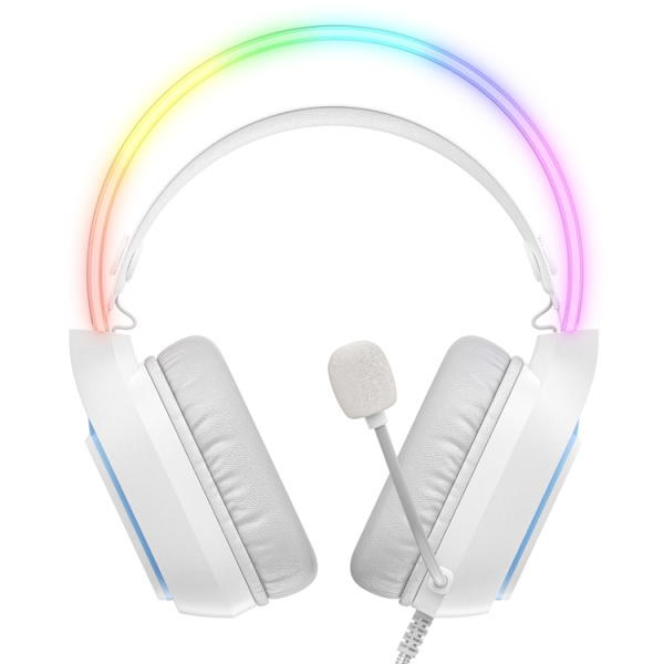 ONIKUMA X22 USB + 3,5 mm färgglatt trådbundet spelheadset med mikrofon Vit