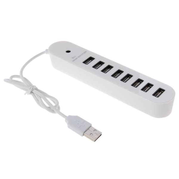 8-Port USB 2.0 Bärbar Oval Hub - 50 cm (Vit)