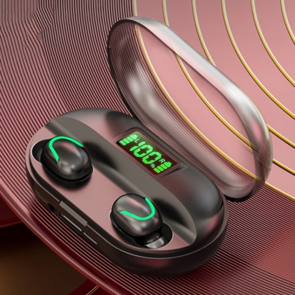 T2 Bluetooth 5.0 TWS Touch Digital Display True Wireless Bluetooth-hörlurar med laddningsbox Svart