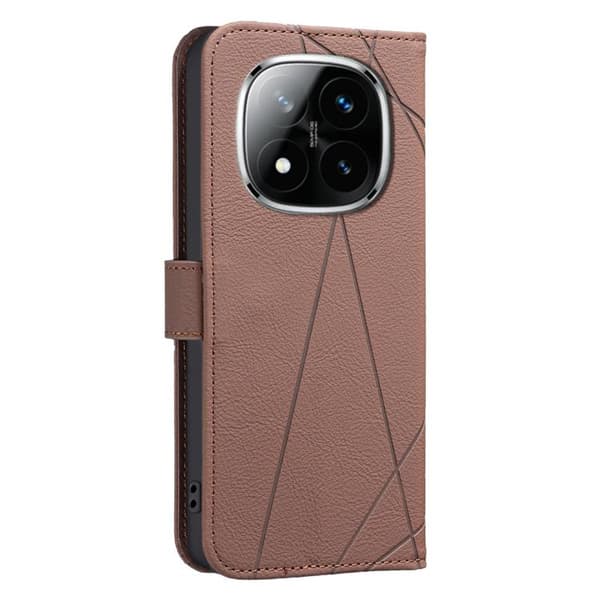 Redmi Note 14 Pro 5G / 14 Pro+ 5G - Geometriskt Mönster RFID Läderfodral Brun