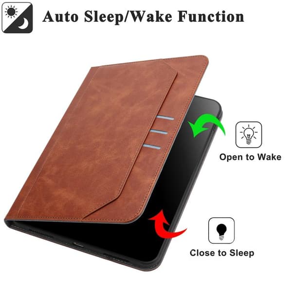 iPad Air 11 2024/2025 Multifunktionell Handledsrem Läder Fodral Brun