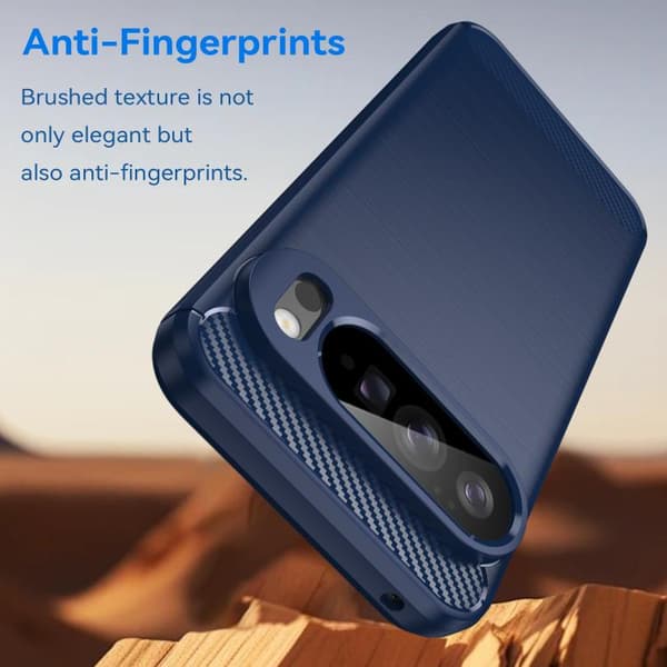 för Pixel 10 Pro XL Skal i Kolfiber Borstad Textur TPU Blå