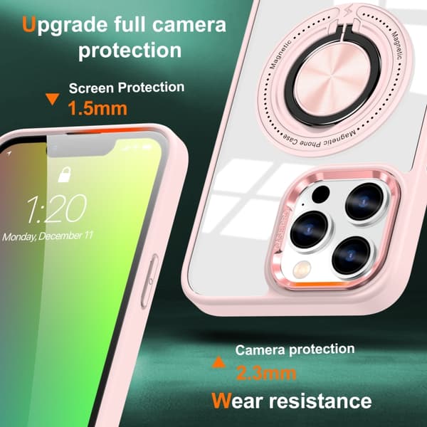 iPhone 16 Pro Max Magnetisk Rotationsring Skal - Skydda din telefon med stil! Rosa