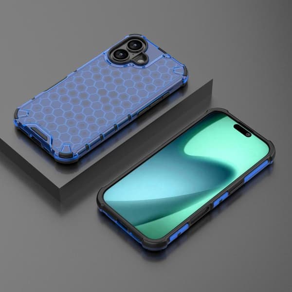 iPhone 17 Skal med Honeycomb Stötskydd Blå